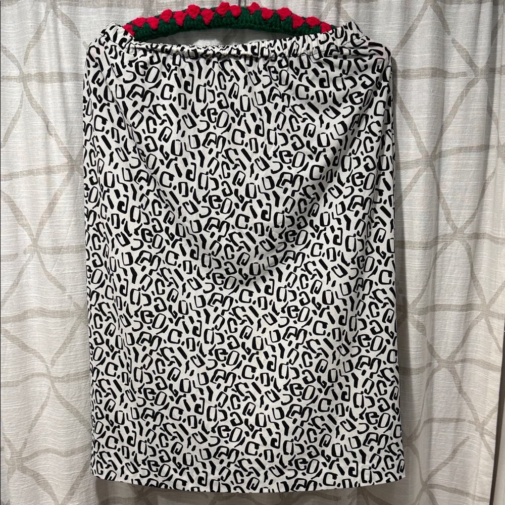 Vintage 80s Black and White Patterned Women's Skirt
